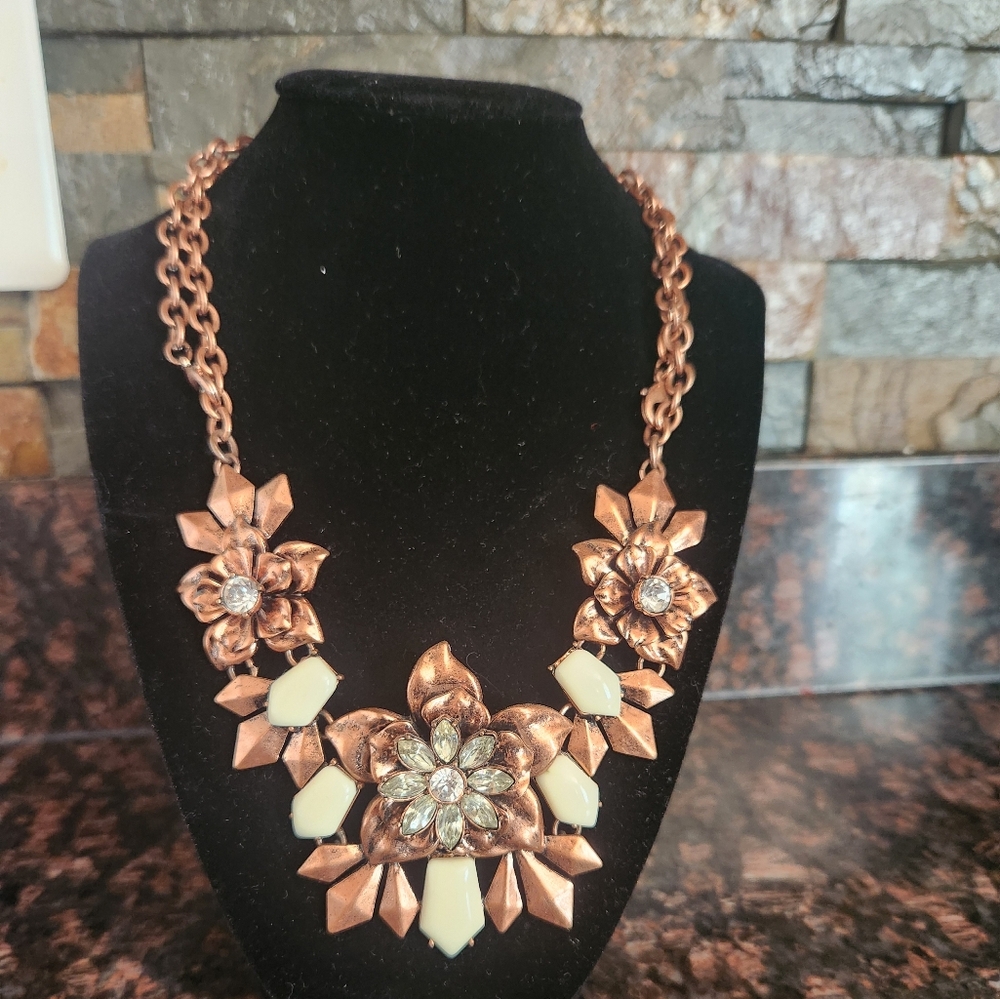 Premier Designs Copper Plated Flower Bib Necklace